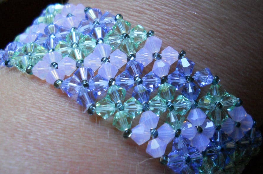 Crystal Flower Fields Right Angle Weave Cuff Bracelet