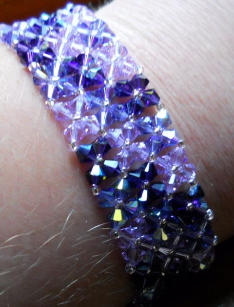 Crystal Flower Fields Right Angle Weave Cuff Bracelet - Image 2