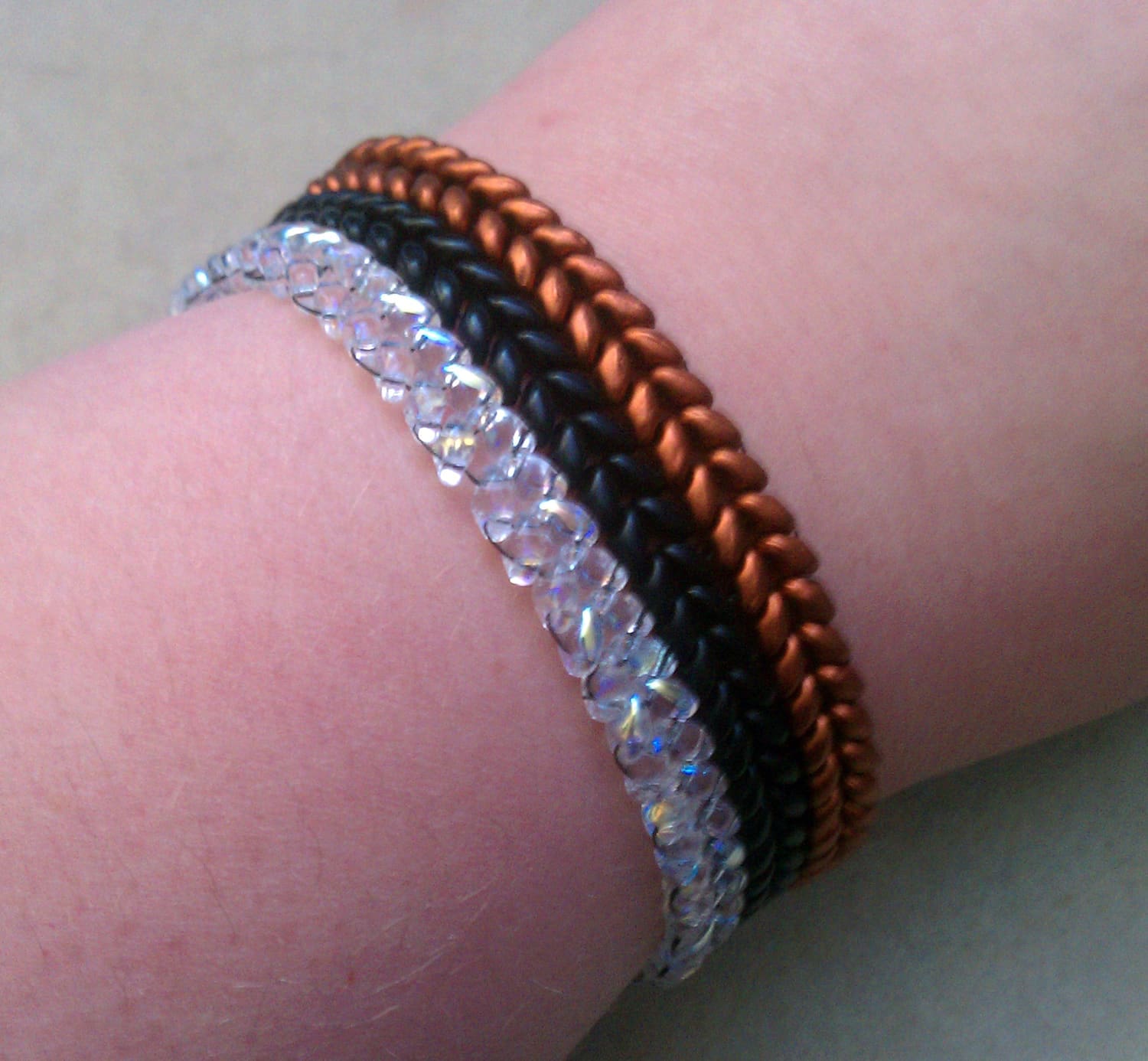 Flat Herringbone Cuff With Superduos - Image 4