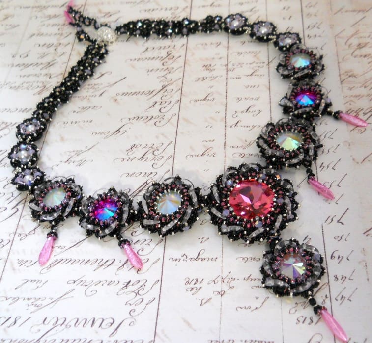 Crystal Lilies Inspired Rivoli Beaded Necklace - Image 4