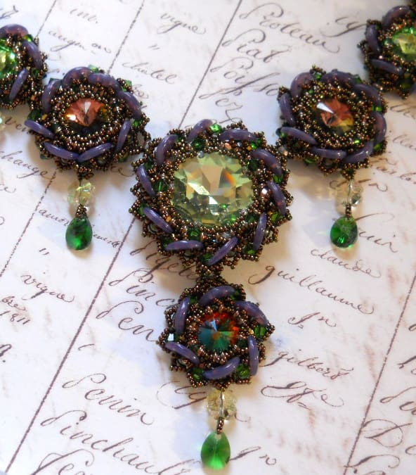 Crystal Lilies Inspired Rivoli Beaded Necklace - Image 5