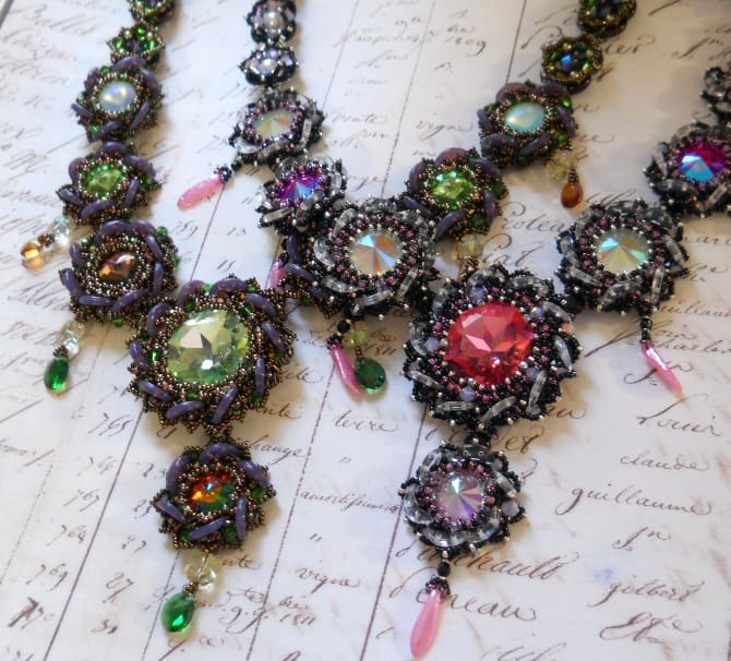 Crystal Lilies Inspired Rivoli Beaded Necklace